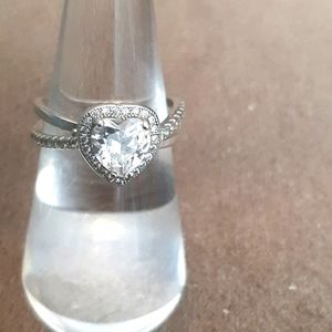 Vintage heart shape CZ unmarked ring